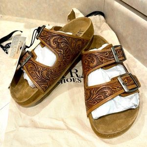 NWT Myra Hand- Tooled Leather Sandal Footo Western Sandal